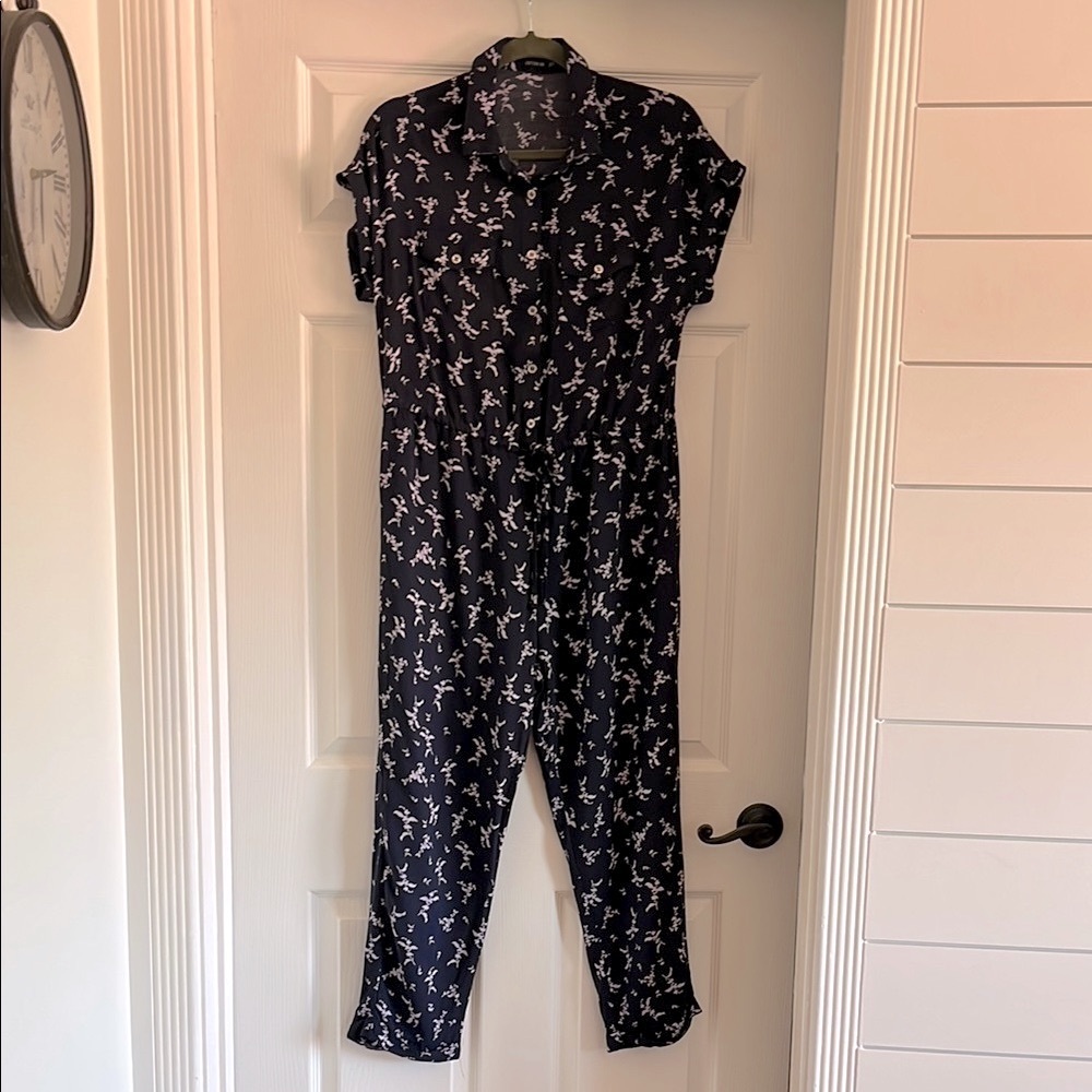 Cotton On Dark Navy Floral Patterned Jumpsuit